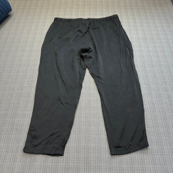 Eileen Fisher 100% Silk Pants Medium Black Pull On Drawstring Minimalist Date - Picture 4 of 10